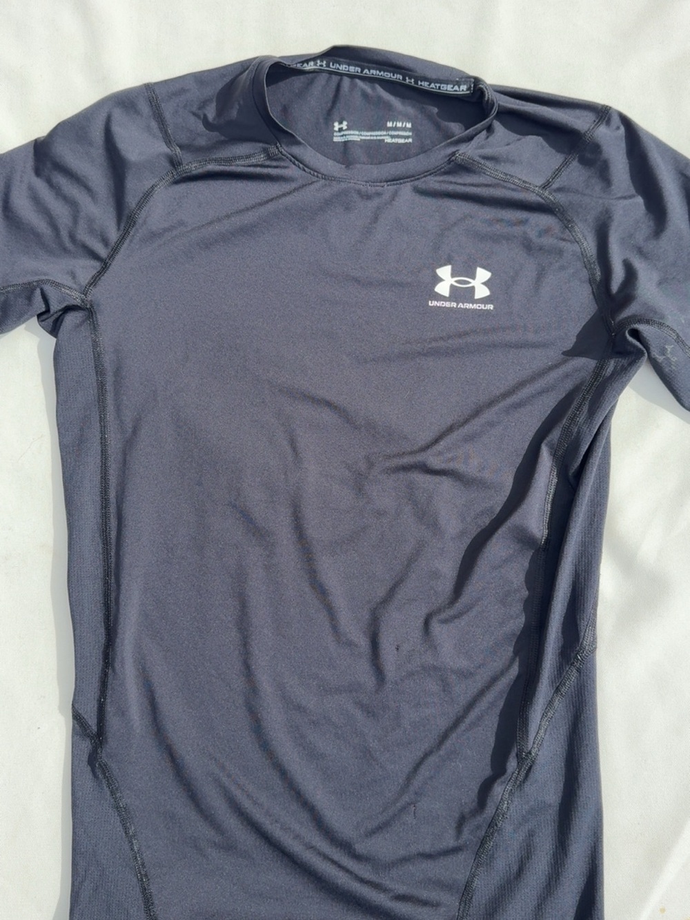 Under Armour Men's HeatGear Short Sleeve Top - Navy Blue with White Logo